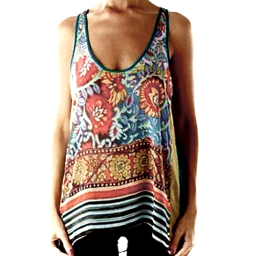 Beautiful printed tank Dream Daily from Anthropologie racer back sz small